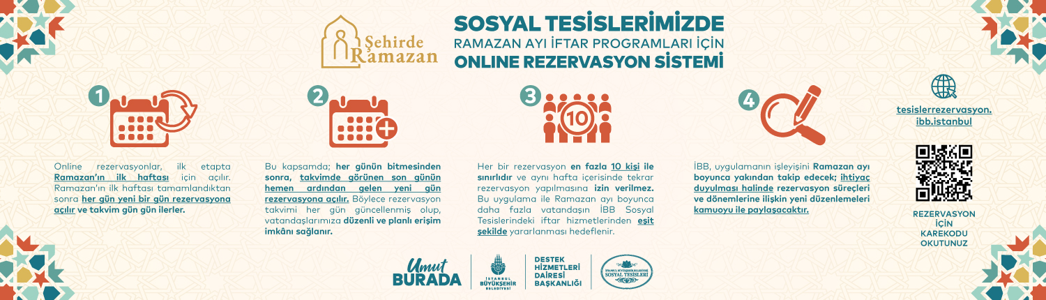 İBB Sosyal Tesislerinde Ramazan İftarları İçin Online Rezervasyon Dönemi Başlamıştır